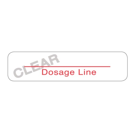 Label, Dosage Line 3/8 X 1-1/2 Clear W/Red